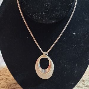 Hand Crafted Silver Oval Pendant Necklace